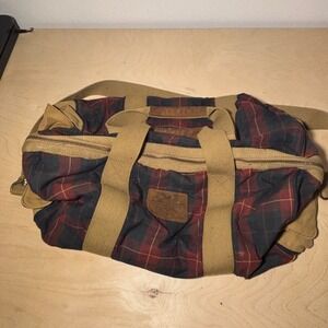 RARE Vtg Y2K American Eagle Duffle Bag Multicolor Plaid Canvas Carry On Weekend